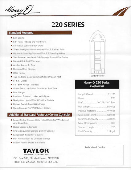Henry O 220 Series Brochure