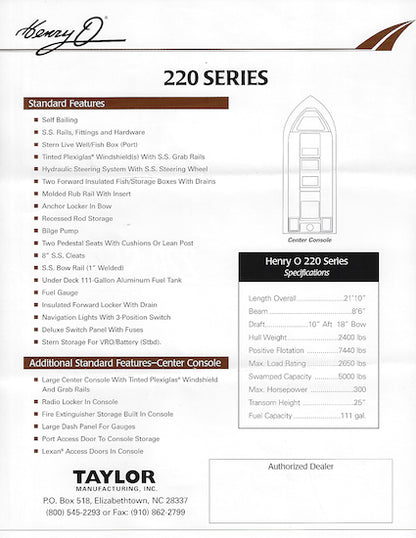 Henry O 220 Series Brochure