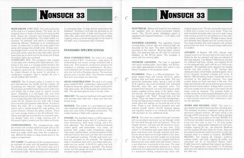 Hinterhoeller Nonsuch 33 Specification Brochure
