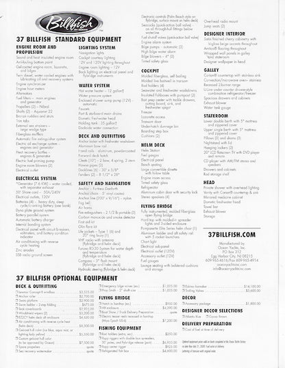 Ocean 37 Billfish Specification Brochure