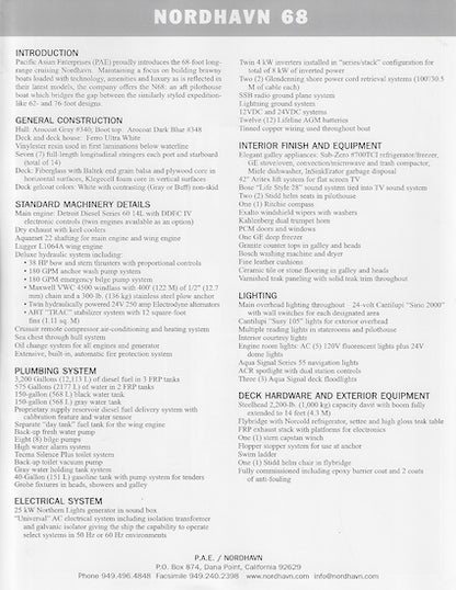Nordhavn 68 Specification Brochure