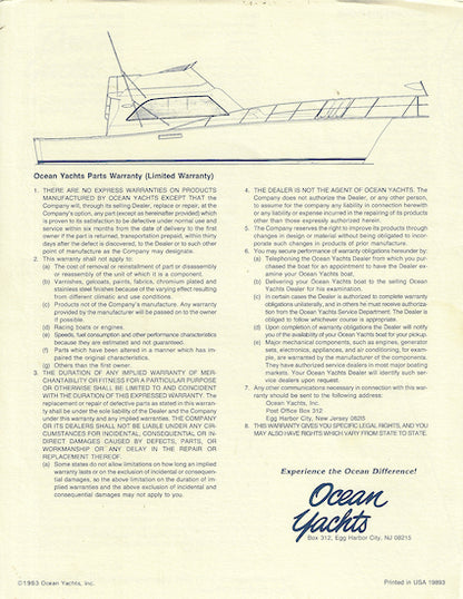 Ocean 46 Super Sport Specification Brochure