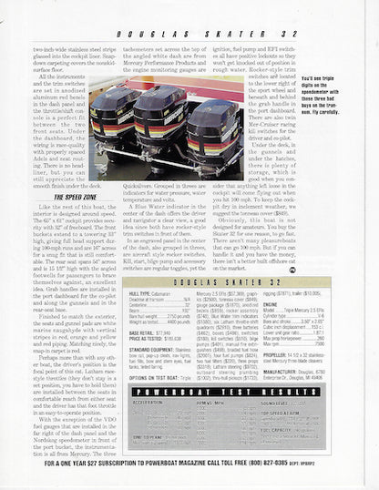 Douglas Skater 32 Powerboat Magazine Reprint Brochure