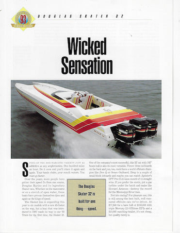 Douglas Skater 32 Powerboat Magazine Reprint Brochure
