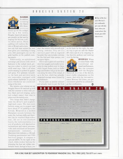 Douglas Skater 28 Powerboat Magazine Reprint Brochure