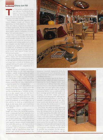 Cheoy Lee 92 Boat International Magazine Brochure