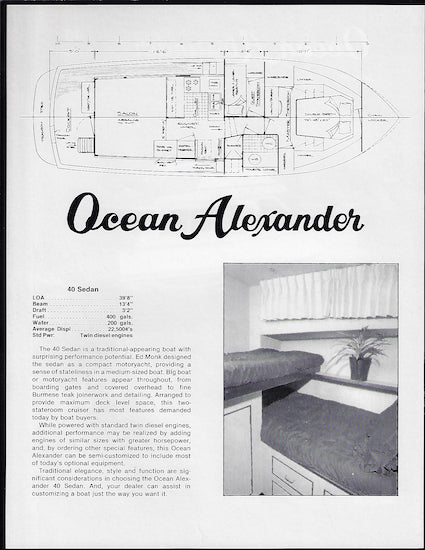 Ocean Alexander 40 Sedan Specification Brochure