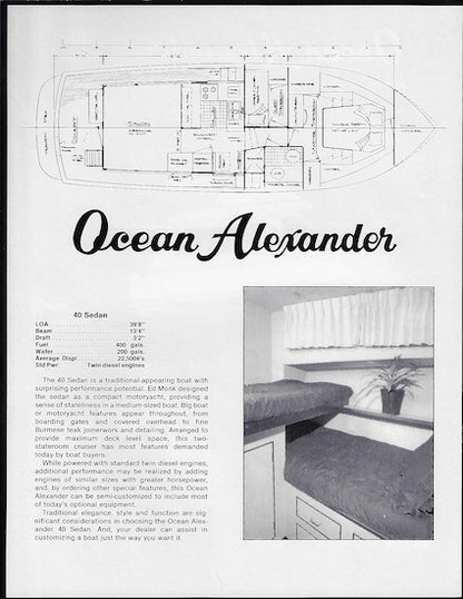 Ocean Alexander 40 Sedan Specification Brochure