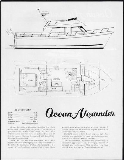 Ocean Alexander 38 Double Cabin Specification Brochure