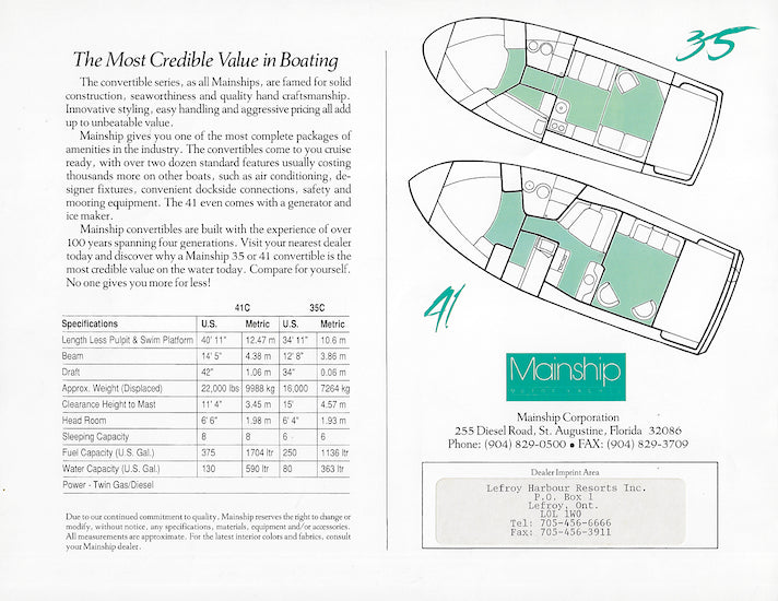 Mainship 1992 Convertible Brochure
