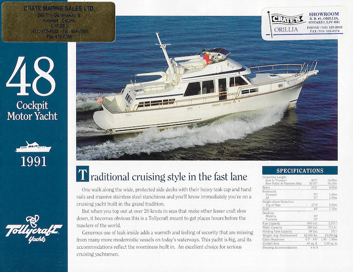 Tollycraft 48 Cockpit Motor Yacht Brochure