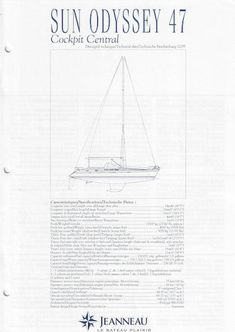 Jeanneau Sun Odyssey 47 Cockpit Central Specification Brochure