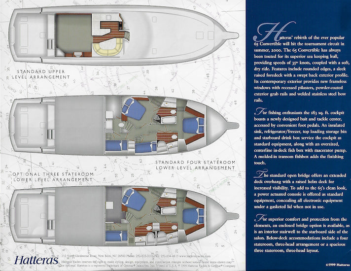 Hatteras 65 Convertible Specification Brochure