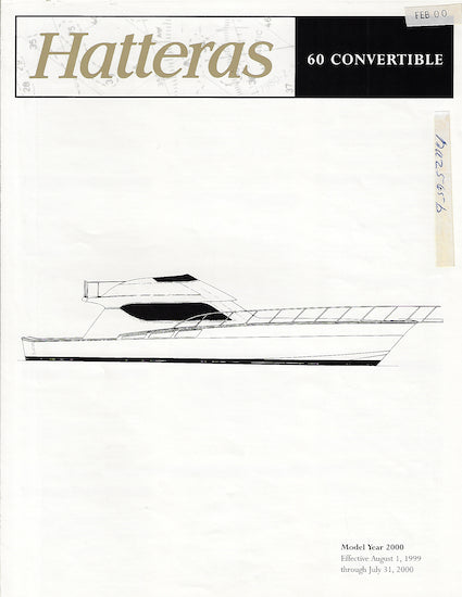 Hatteras 60 Convertible Specification Brochure