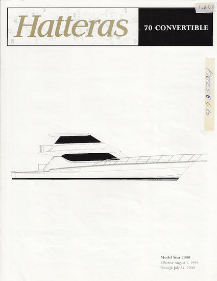 Hatteras 70 Convertible Specification Brochure