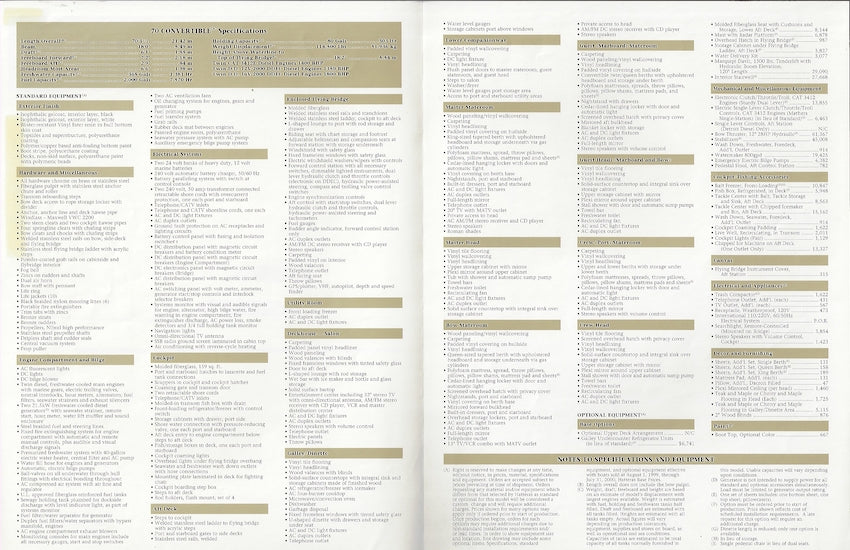 Hatteras 70 Convertible Specification Brochure
