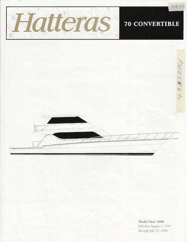 Hatteras 70 Convertible Specification Brochure