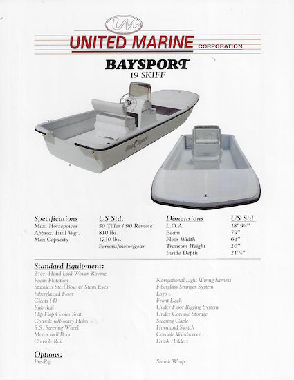 United Baysport 19 Skiff Brochure