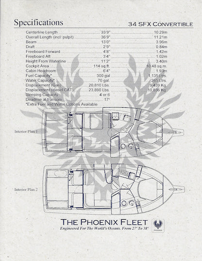 Phoenix 34 SFX Convertible  Specification Brochure