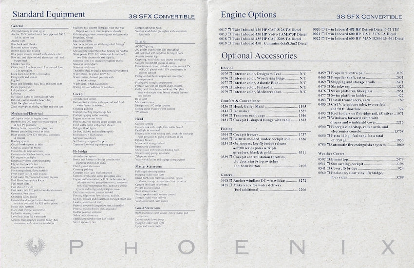 Phoenix 38 SFXConvertible Specification Brochure