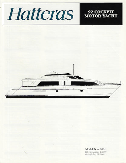 Hatteras 92 Cockpit Motor Yacht Specification Brochure
