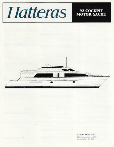 Hatteras 92 Cockpit Motor Yacht Specification Brochure