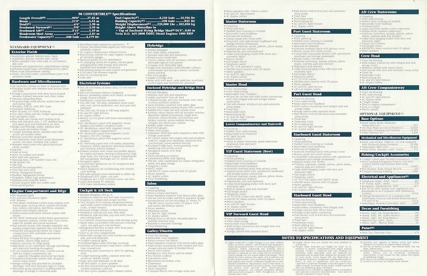 Hatteras 90 Convertible Specification Brochure