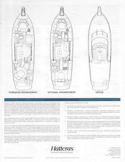 Hatteras 52 Sport Deck Motor Yacht Specification Brochure