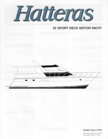 Hatteras 52 Sport Deck Motor Yacht Specification Brochure