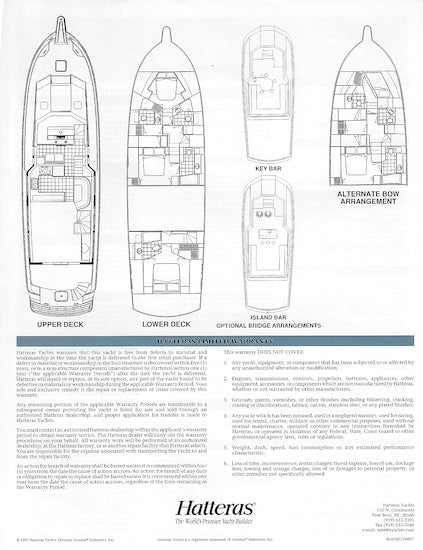 Hatteras 65 Sport Deck Motor Yacht Specification Brochure