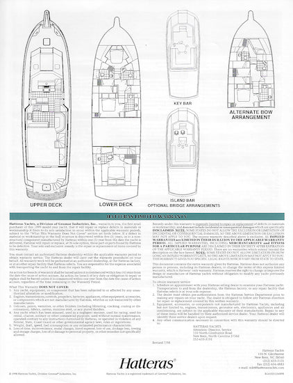 Hatteras 65 Sport Deck Motor Yacht Specification Brochure