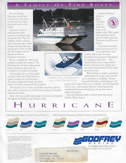 Hurricane 1995 Deck Boat Poster Brochure