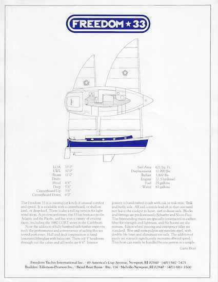 Freedom 33 Specification Brochure