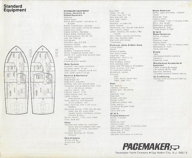 Pacemaker SF40 Sport Fisherman Specification Brochure