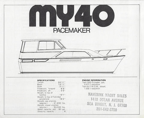 Pacemaker Motor Yacht Specification Brochure