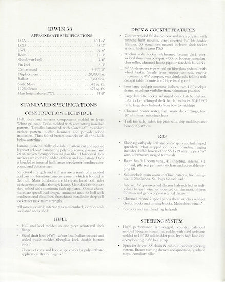 Irwin 38 Brochure