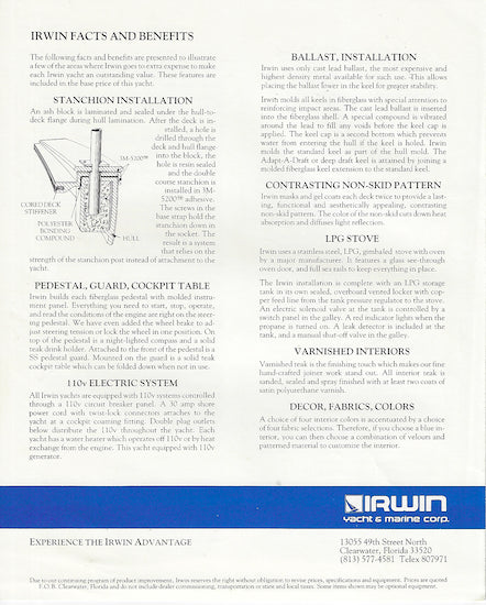Irwin 38 Brochure