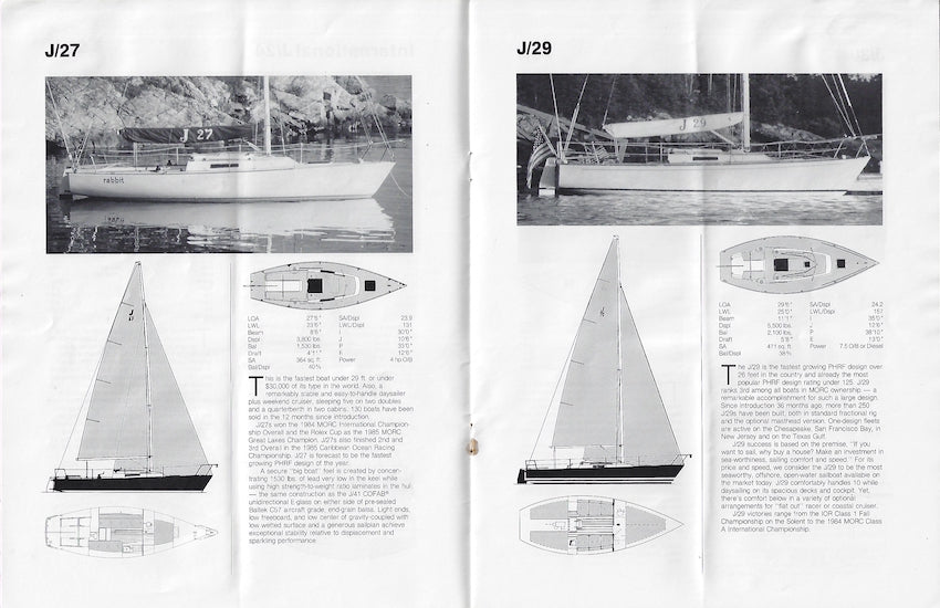 J Boats 1985 Brochure