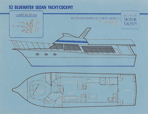 Bluewater 52 Cockpit Motor Yacht Sedan Specification Brochure