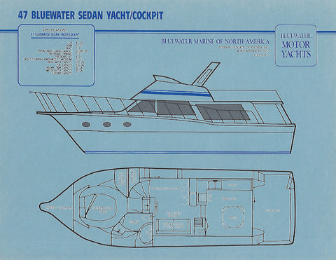 Bluewater 47 Cockpit Motor Yacht Sedan Specification Brochure