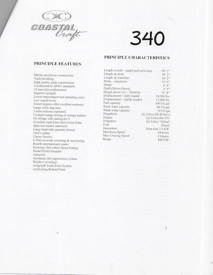 Coastal Craft 340 Cruiser Brochure
