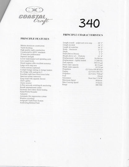Coastal Craft 340 Cruiser Brochure