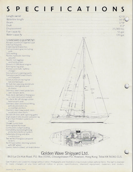 Cheoy Lee Golden Wave 42 Brochure