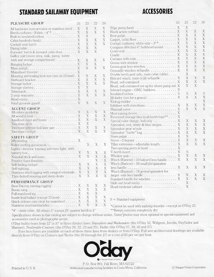 O'Day 1978 Cruisers Brochure