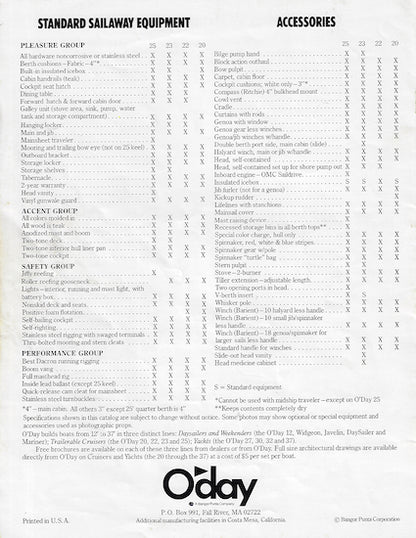 O'Day 1978 Cruisers Brochure