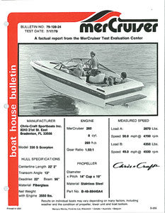 Chris Craft Scorpion 230S Mercruiser Boat House Bulletin Brochure