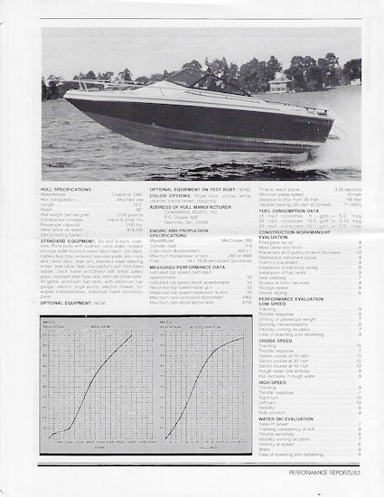 Chaparral 198C Powerboat Magazine Reprint Brochure