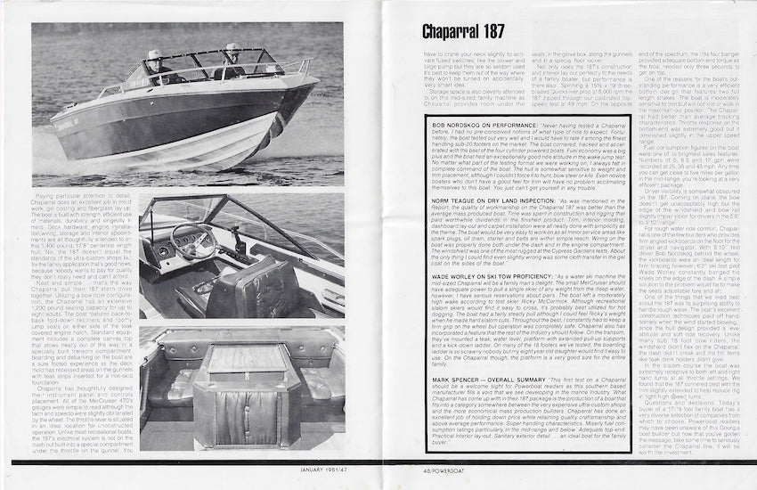 Chaparral 187 Powerboat Magazine Reprint Brochure