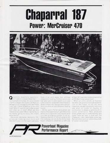 Chaparral 187 Powerboat Magazine Reprint Brochure