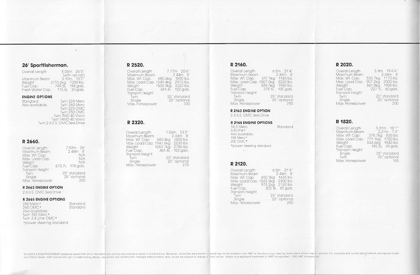 Robalo 1982 Full Line Brochure